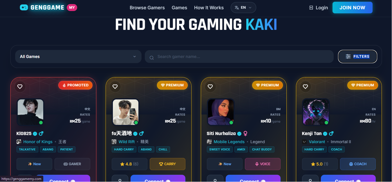 GengGame browse gamers